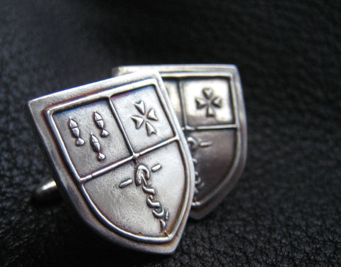 EXAMPLE - Sterling Silver Cuff Links Cufflinks with Custom Designed Crest or Logo