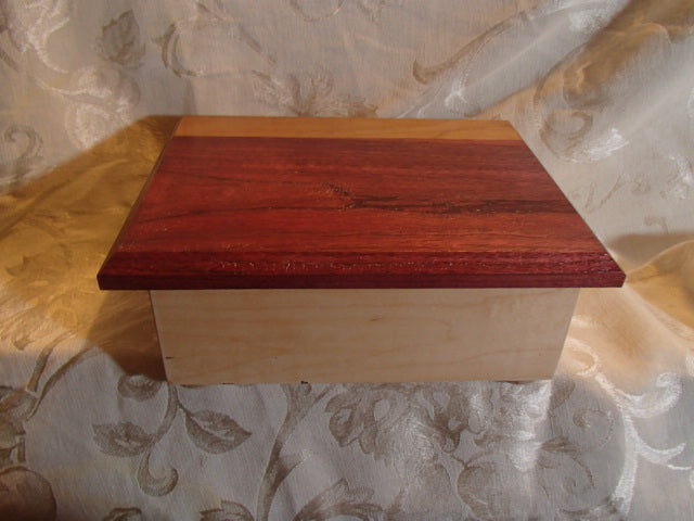 Fine Wood Jewelry Or Keepsake Box Purple Heart Wood With Cherry