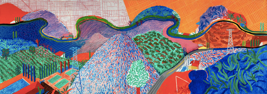 Mulholland Drive: The Road to the Studio 1980 – acrylic on canvas 86x243 in.