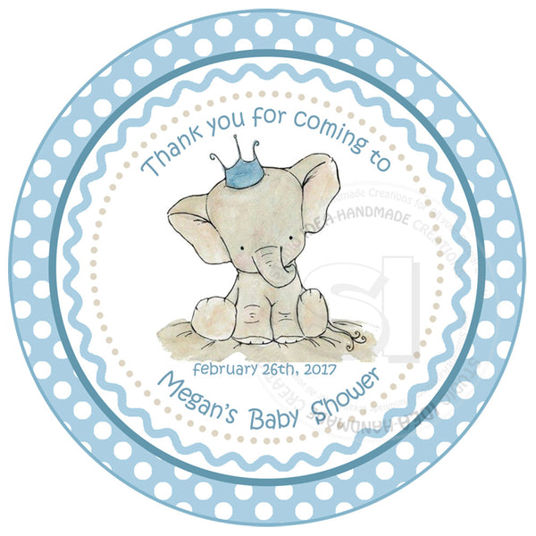 GLOSSY Personalised Elephant Baby Mummy Shower Stickers Party Bag Labels 356 