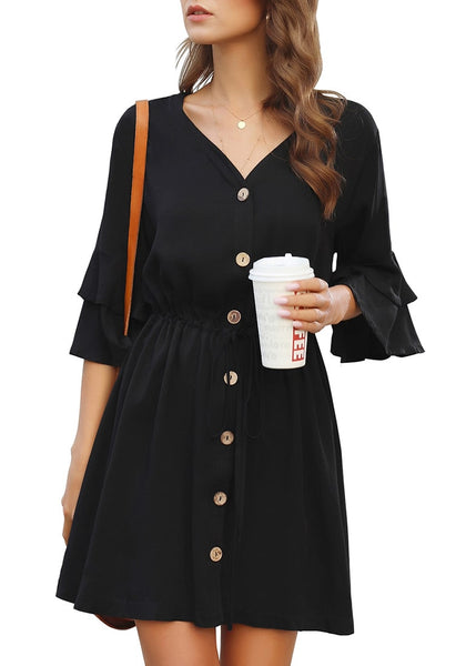 ruffle sleeve shirt dress