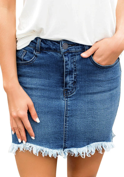 frayed jean skirt