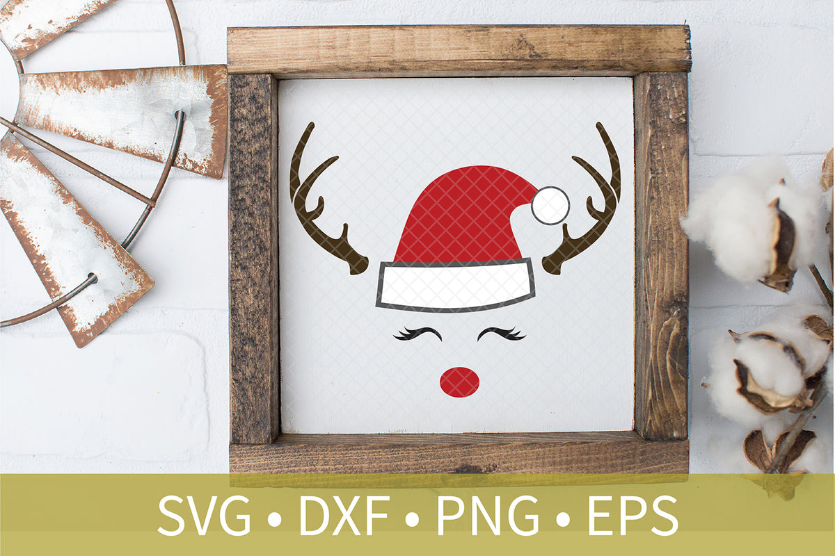 Download Santa Hat Reindeer Antlers Eyelash Sign Svg Png Dxf Cut File Taylor George Designs PSD Mockup Templates