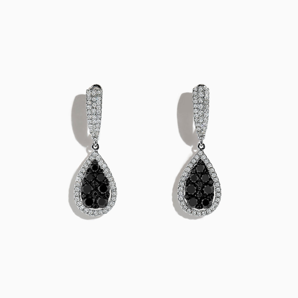 black diamond hanging earrings