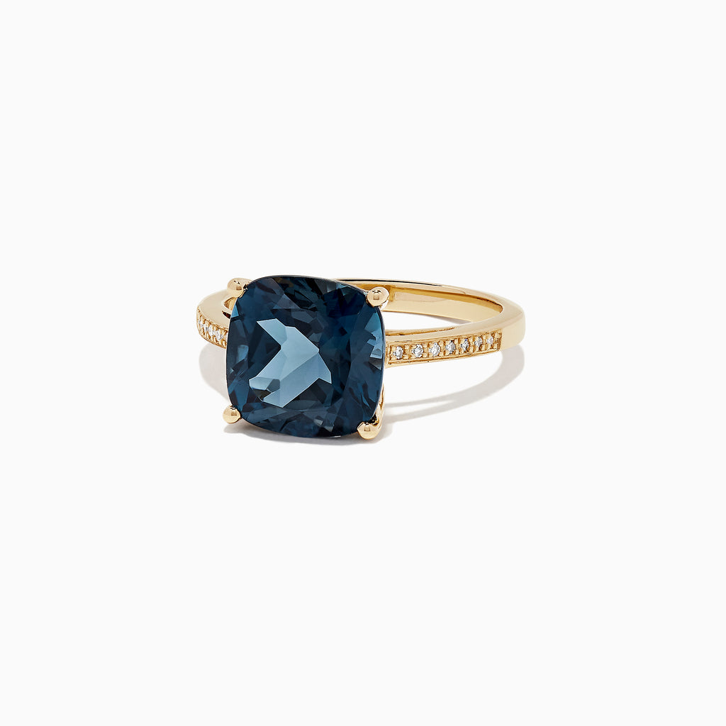 Effy Ocean Bleu 14K Yellow Gold London Blue Topaz & Diamond Ring, 4.54 TCW