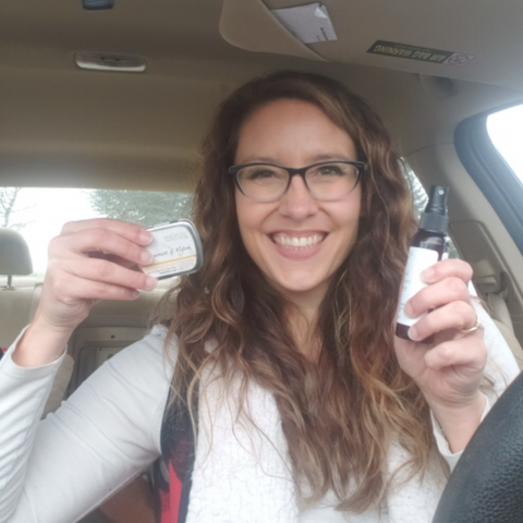Melissa K Norris with hand sanitizer and Beesilk bar