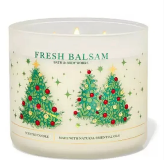 bath and body works fresh balsam 3 wick candle