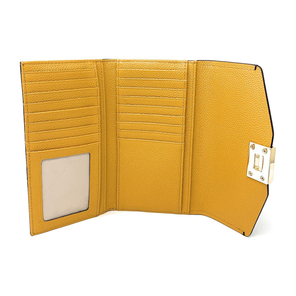 Michael Kors Cassie Large Trifold Wallet (Brown/Marigold) 35H8GT6F3B