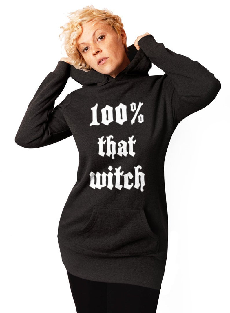 100% That Witch Halloween Hoodie - Tunic Sweatshirt Dress