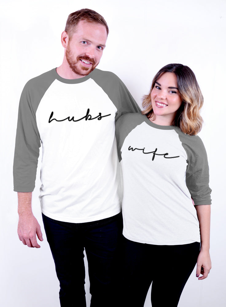 Hubs and Wife Baseball Tee - 3/4 Sleeve Unisex Raglan