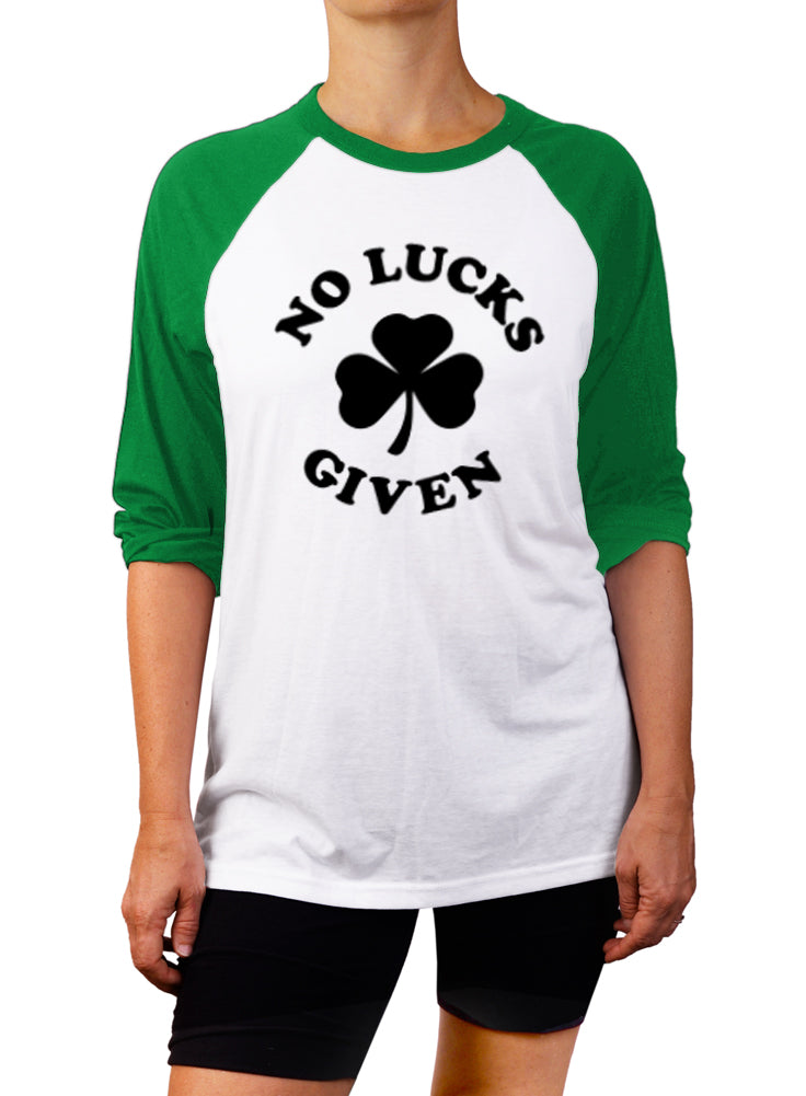 No Lucks Given St. Patrick's Day Baseball Tee - 3/4 Sleeve Unisex Raglan