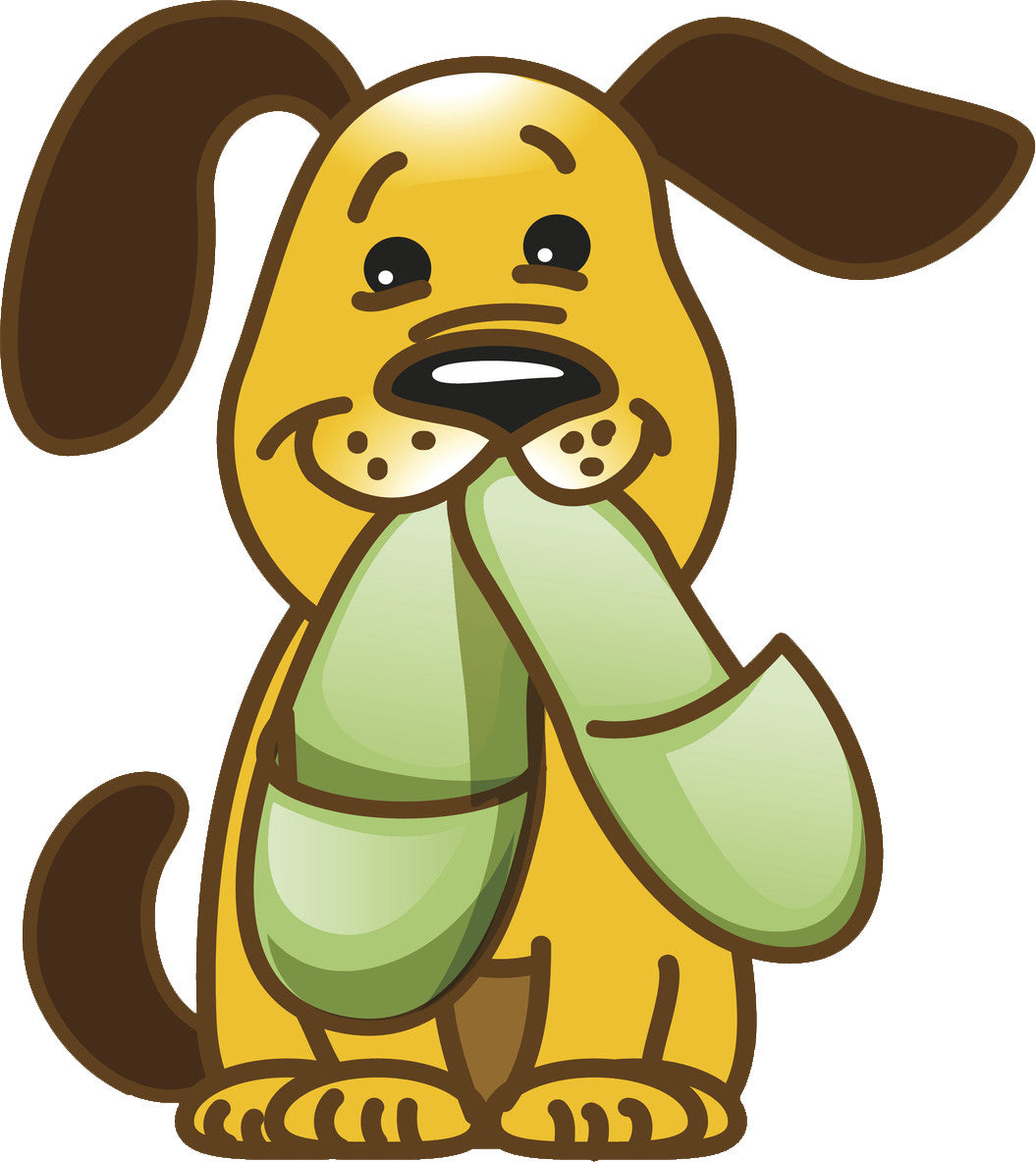 Adorable Cute Puppy Dog with Slippers Vinyl Sticke Shinobi Stickers