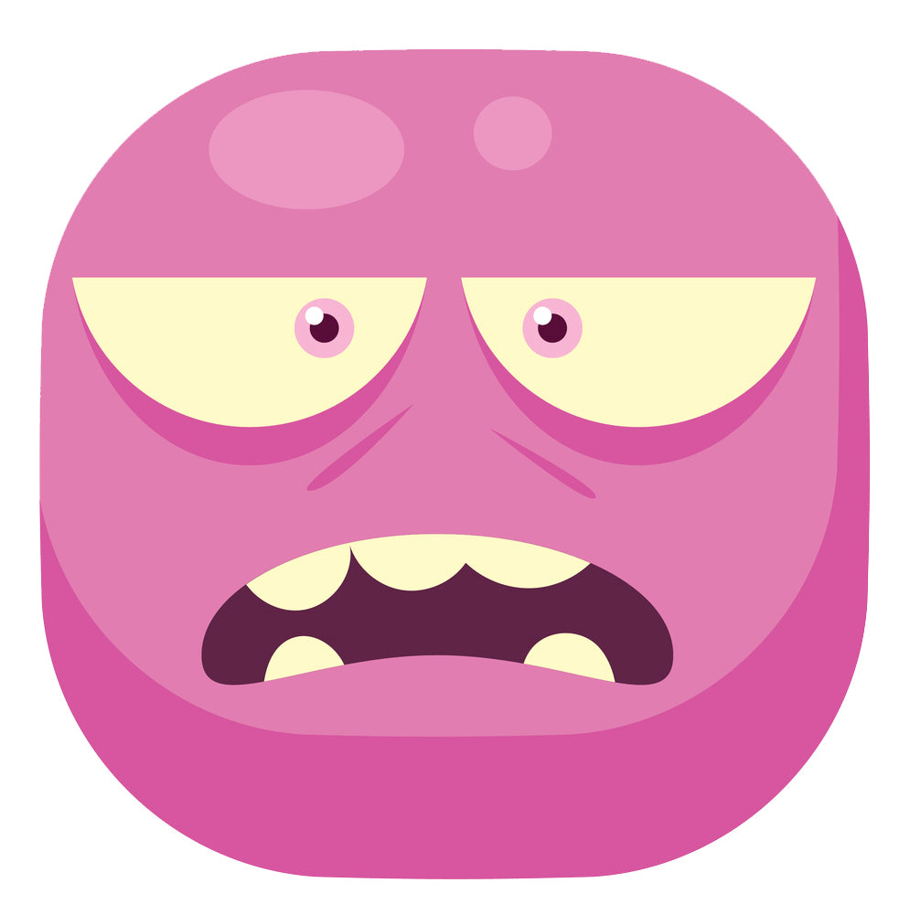 Cube Monster Cartoon Emoji Pink Annoyed Vinyl Decal Sticker – Shinobi