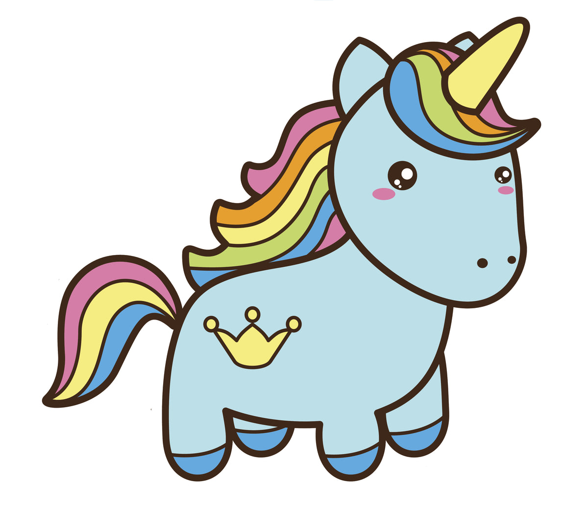 Cute Blushing Rainbow Unicorn Cartoon Vinyl Decal Sticker Shinobi