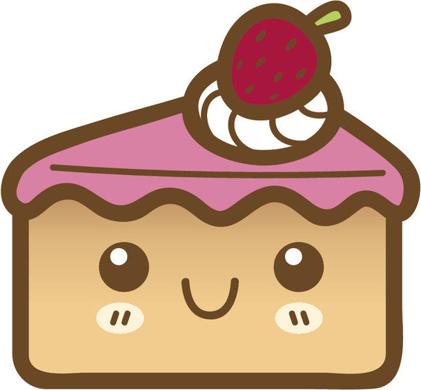Cute Happy Kawaii Dessert Food Cartoon Emoji - Cheesecake Vinyl Decal –  Shinobi Stickers