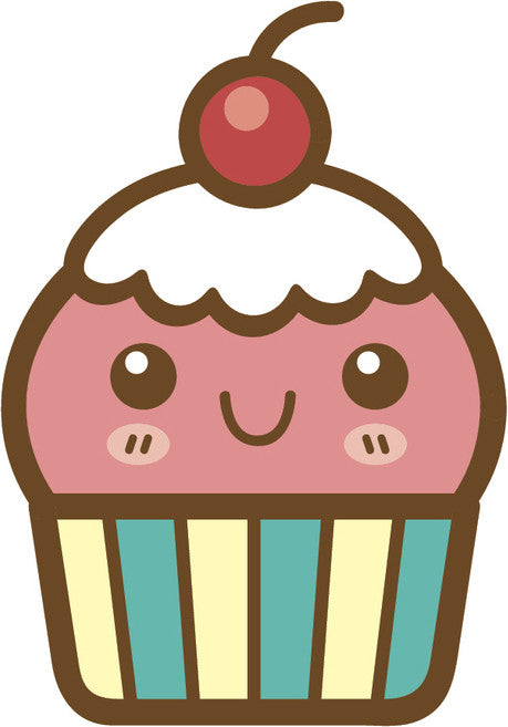 Cute Happy Kawaii Dessert Food Cartoon Emoji - Cupcake #1 Vinyl Decal –  Shinobi Stickers