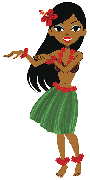 Cute Polynesian Tropical Hawaiian Island Cartoon Elements - Woman Viny –  Shinobi Stickers