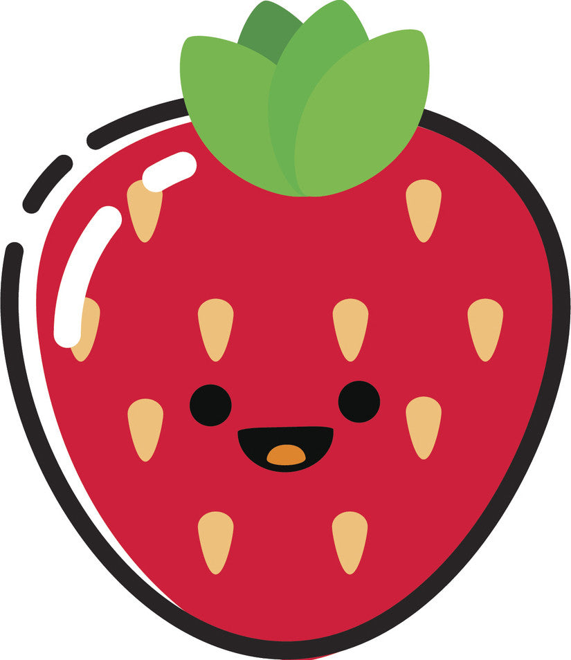 Happy Cute Kawaii Fruit Cartoon Emoji Strawberry Vinyl Decal Sticker