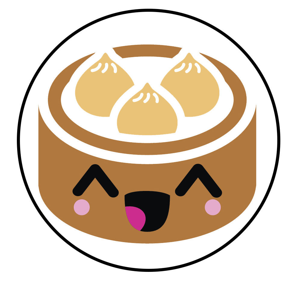 Happy Japanese Food Cartoon Emoji Steamed Dumplings Vinyl Decal Sticke –  Shinobi Stickers