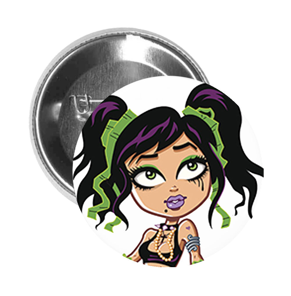 Round Pinback Button Pin Brooch Sexy Punk Goth Teen Girl Cartoon #2 - –  Shinobi Stickers