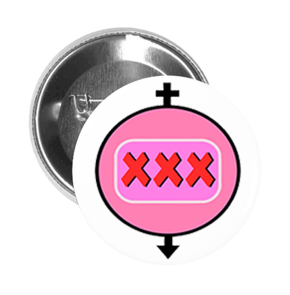 Xxx Yang Girl - Round Pinback Button Pin Brooch Simple XXX Party Sex Gender Porn Symbo â€“  Shinobi Stickers