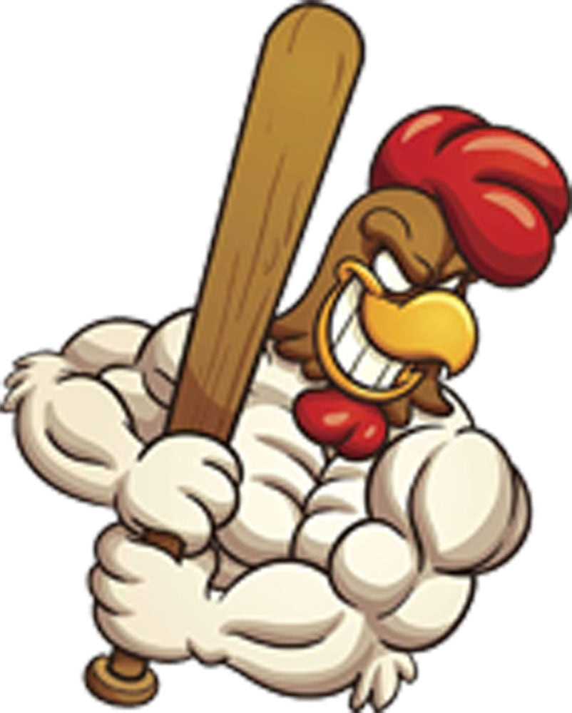 Muscular Chicken Baseball Bat Player Strong Athlete Cartoon Vinyl Deca –  Shinobi Stickers
