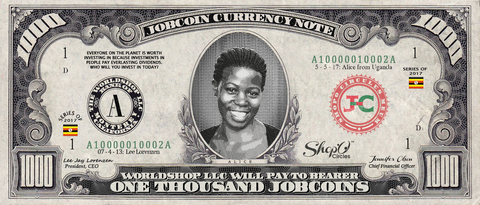 Kiva Borrower: Collect the Alice_from_from_Uganda 1,000 JobCoin Note
