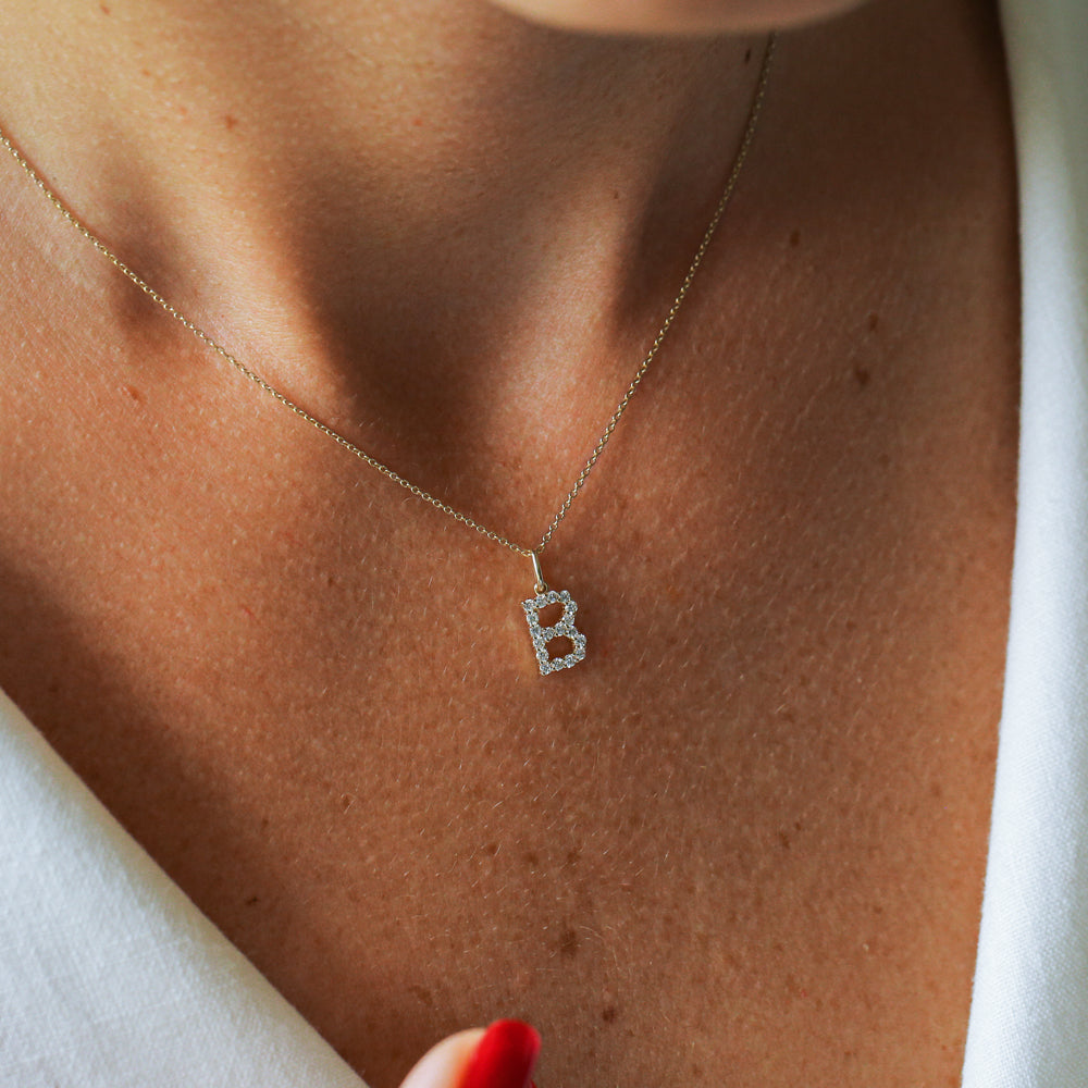 FB Jewels Solid Micro-Pave Initial B Pendant