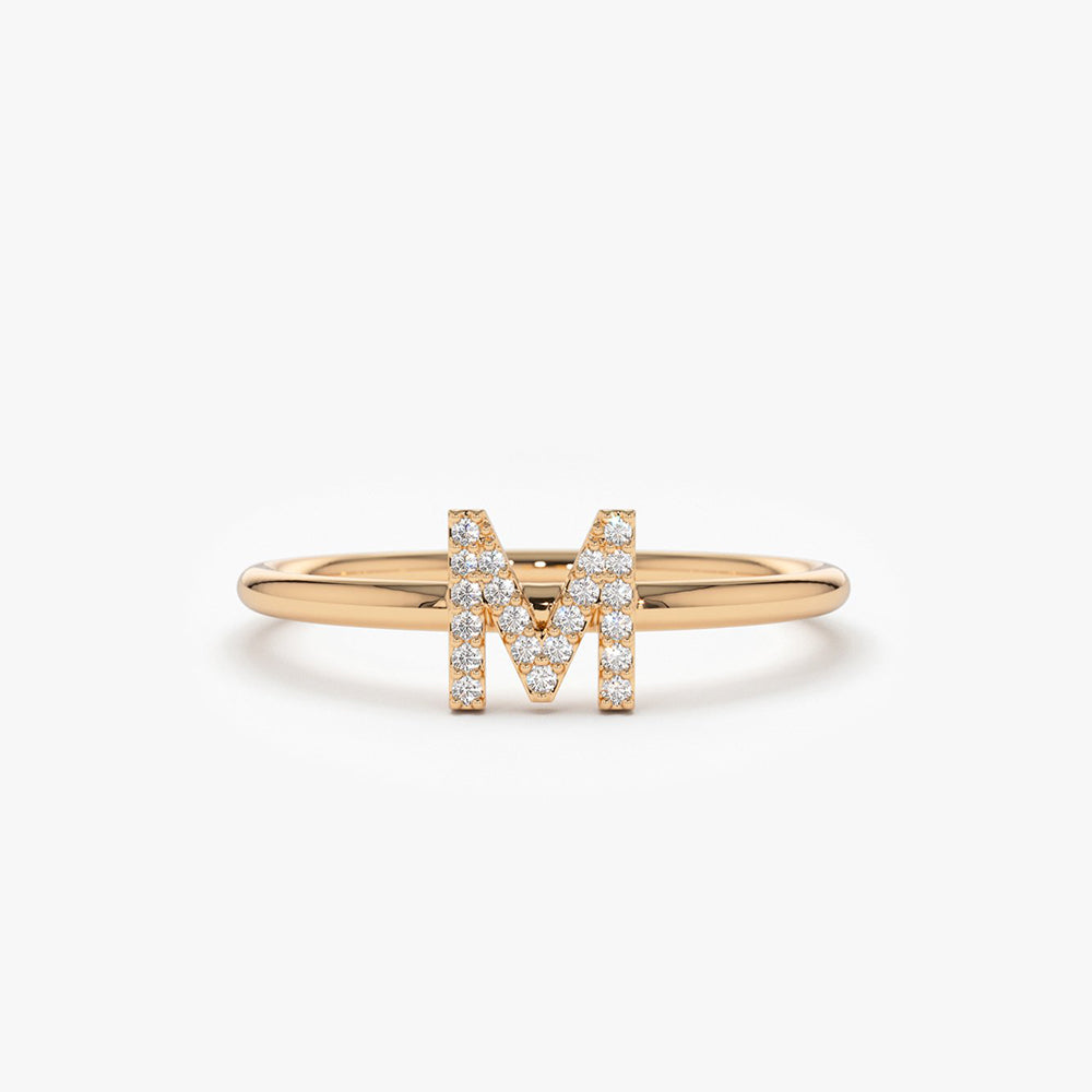 14K Gold Diamond Initial Ring – FERKOS FJ