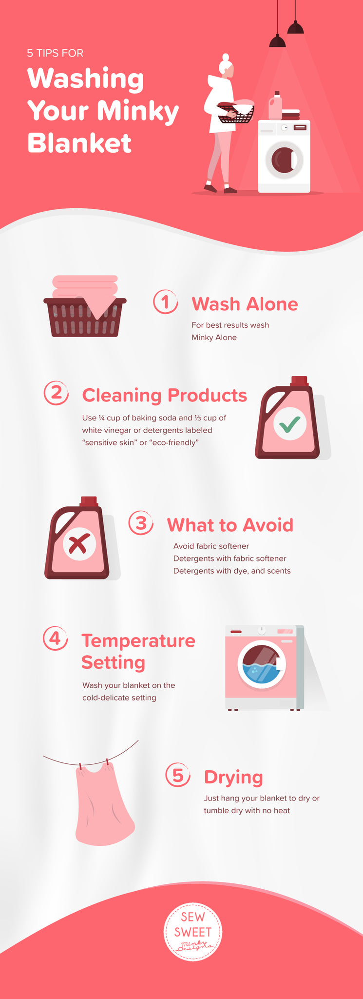 5 Tips for Washing your Minky blanket Infographic