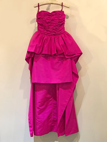 Vintage pink ruffly strapless gown