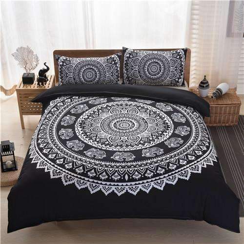 Bohemian Bedding Sets Mandala Printing Black White Boho Single