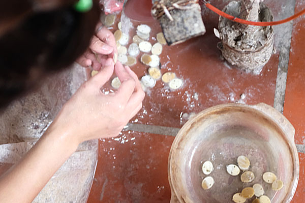 horn earring pieces are polished