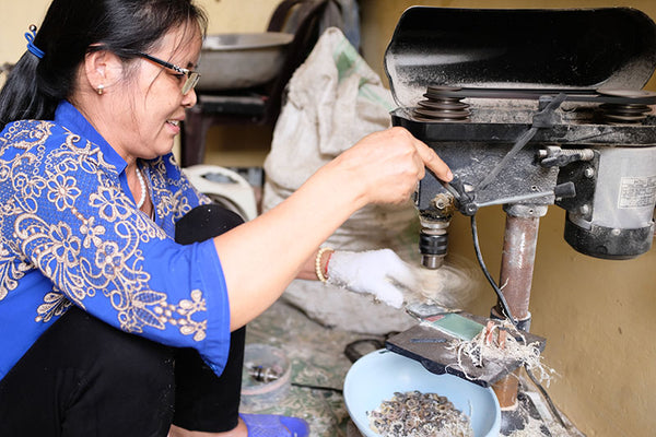 Vietnamese Artisan making horn jump rings