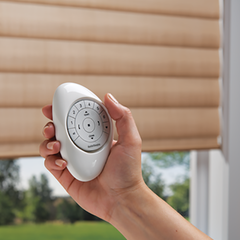 Hunter Douglas pebble remote, control your blind with one touch of a button. Powerview available at JC Licht in Chicago, IL