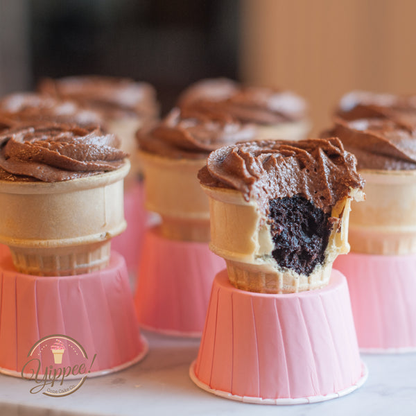 Cone cake with bite