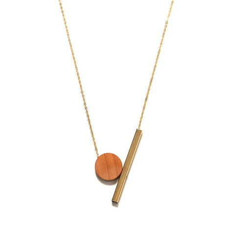 Geometric Round Wood Pendant