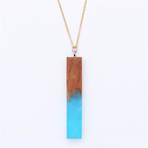 Minimal Handmade Wood and Resin Necklace