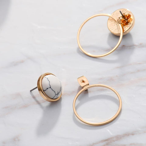 Viennois Gold Color Circles Stud Earrings