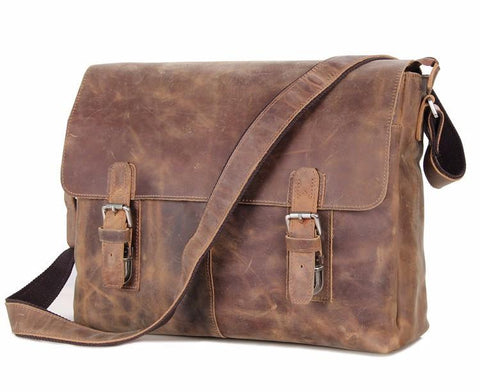 Vintage Matte Leather Messenger Bag