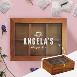 Personalised Acacia Tea Box With Window - Proper-tea