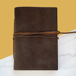 Personalised Charcoal Brown Leather Journal