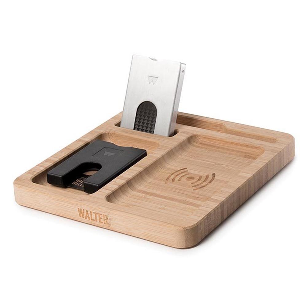 Bamboo Wireless Charging Dock Desk Tidy Walter Wallet Yellow