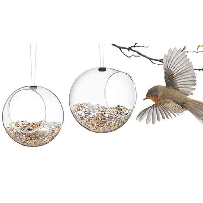 Mini Glass Bird Feeders Outdoor Designer Birds Nature Decorative