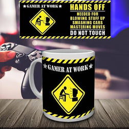 Gamer At Work - Hands Off! Mug - - Impact Posters - Yellow Octopus