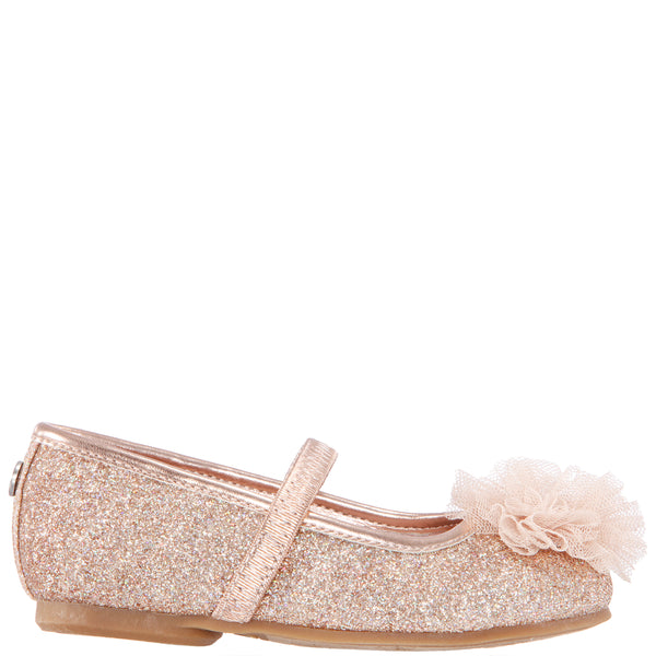 rose gold glitter ballet flats