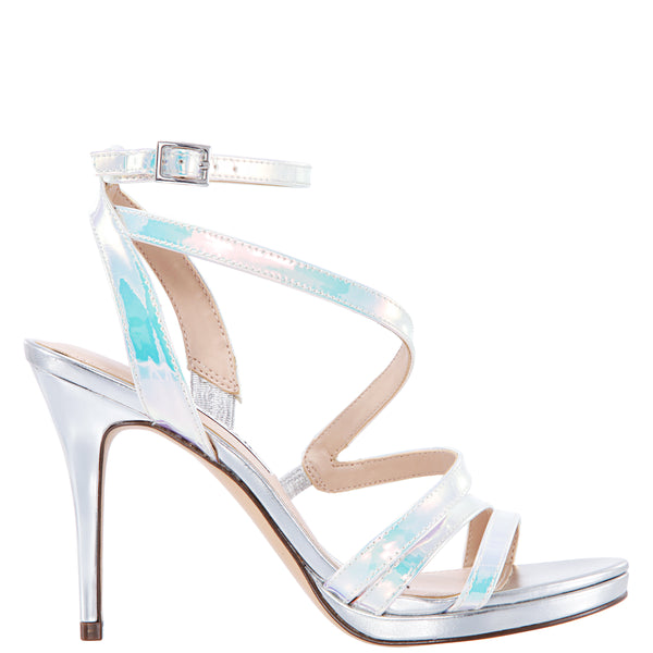 silver iridescent heels