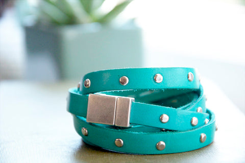 Leather studded bracelet