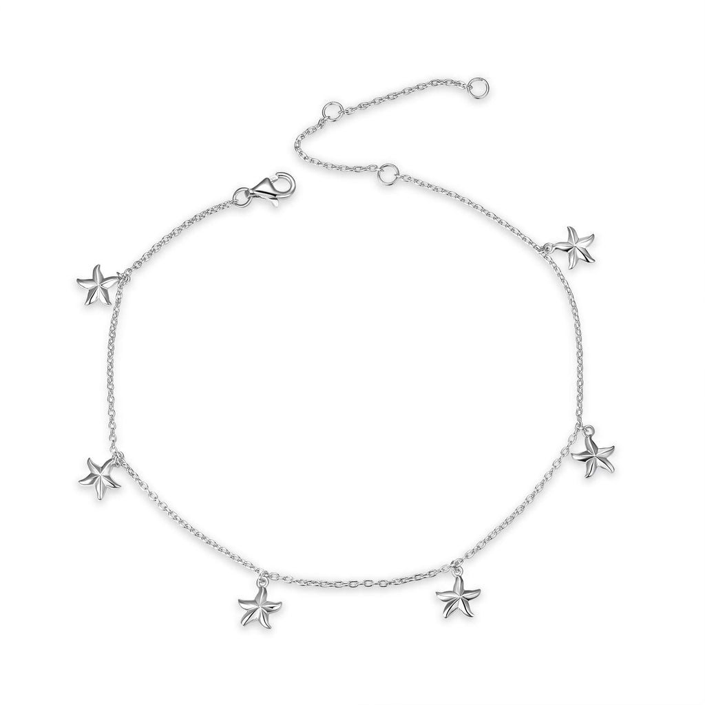 Cute 5 Small Starfish/&Butterfly 925 Sterling Silver Sea Star Anklet for Women Girl Beach Sandal Foot Jewellery Anklets