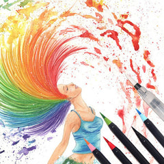 Watercolor Brush Pens Rainbow Hair Artwork